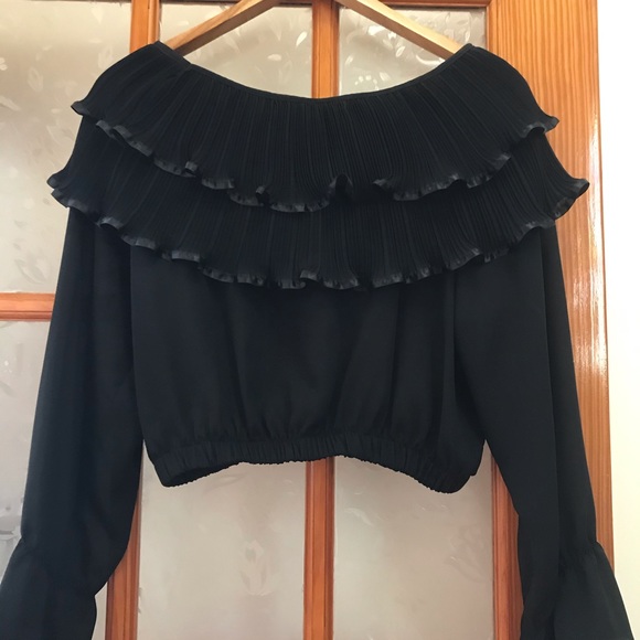 VTG Georgette black blouse - Picture 3 of 8